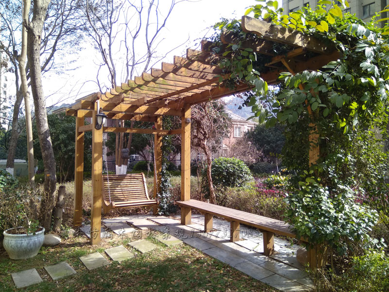 防腐木花架摇椅